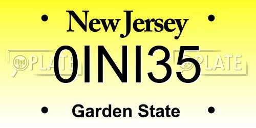 0INI35 New Jersey License Plate