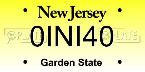 0INI40 New Jersey License Plate