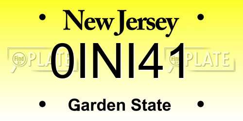 0INI41 New Jersey License Plate