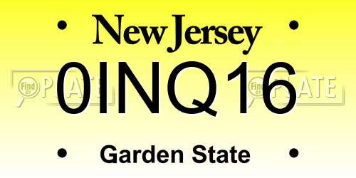 0INQ16 New Jersey License Plate