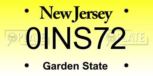 0INS72 New Jersey License Plate