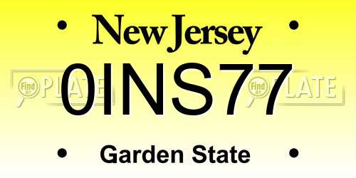 0INS77 New Jersey License Plate