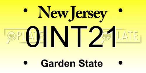 0INT21 New Jersey License Plate
