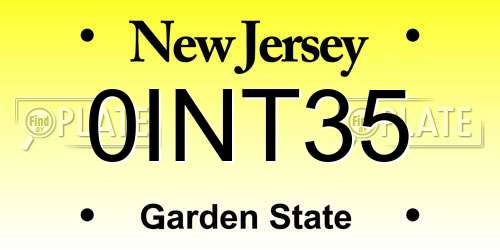 0INT35 New Jersey License Plate