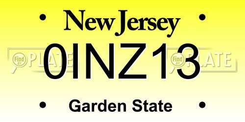 0INZ13 New Jersey License Plate