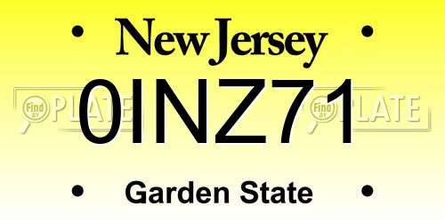 0INZ71 New Jersey License Plate