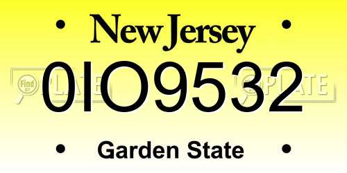 0IO9532 New Jersey License Plate