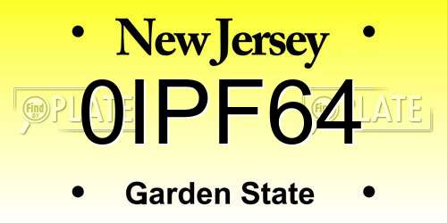 0IPF64 New Jersey License Plate