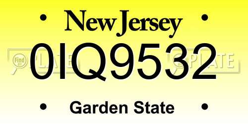 0IQ9532 New Jersey License Plate