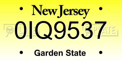 0IQ9537 New Jersey License Plate