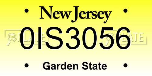 0IS3056 New Jersey License Plate
