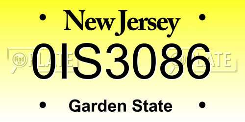0IS3086 New Jersey License Plate