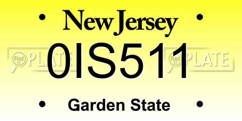 0IS511 New Jersey License Plate
