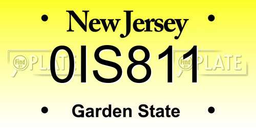 0IS811 New Jersey License Plate