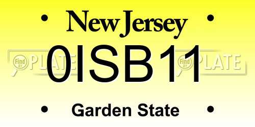 0ISB11 New Jersey License Plate