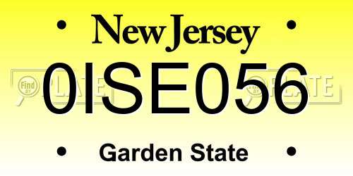 0ISE056 New Jersey License Plate