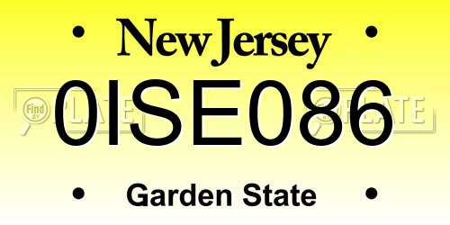 0ISE086 New Jersey License Plate