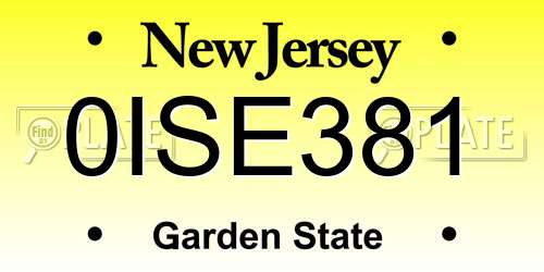 0ISE381 New Jersey License Plate
