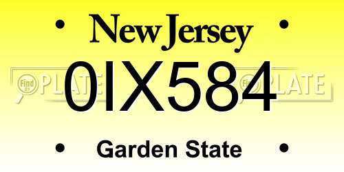 0IX584 New Jersey License Plate