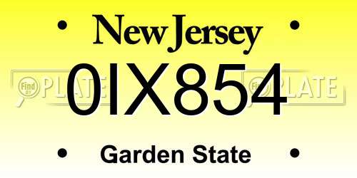 0IX854 New Jersey License Plate