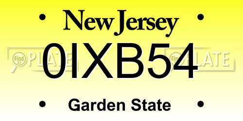0IXB54 New Jersey License Plate