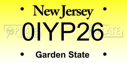 0IYP26 New Jersey License Plate