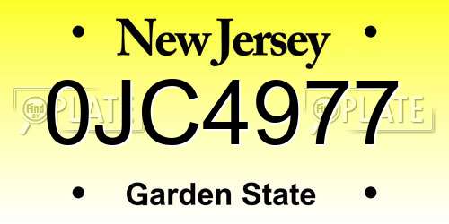 0JC4977 New Jersey License Plate