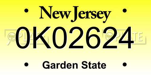 0K02624 New Jersey License Plate
