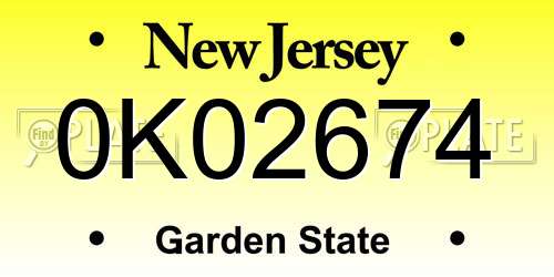 0K02674 New Jersey License Plate