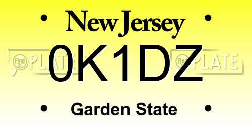 0K1DZ New Jersey License Plate