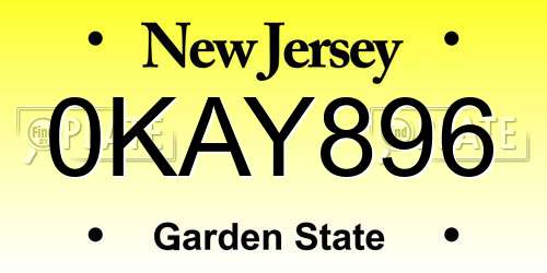 0KAY896 New Jersey License Plate