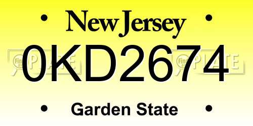 0KD2674 New Jersey License Plate