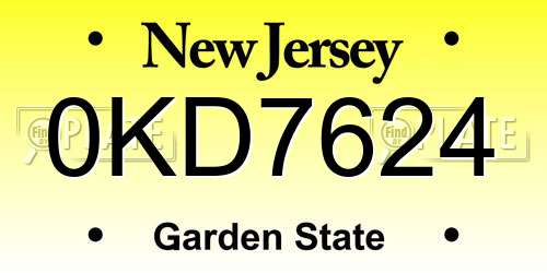 0KD7624 New Jersey License Plate