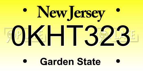 0KHT323 New Jersey License Plate