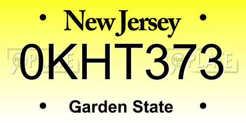 0KHT373 New Jersey License Plate