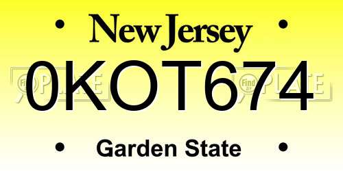 0KOT674 New Jersey License Plate