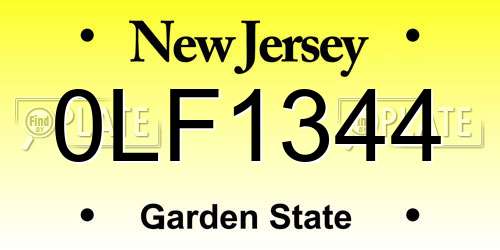 0LF1344 New Jersey License Plate