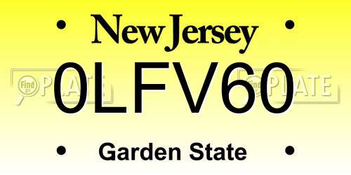 0LFV60 New Jersey License Plate