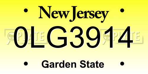 0LG3914 New Jersey License Plate