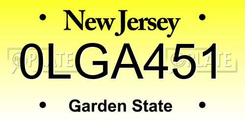 0LGA451 New Jersey License Plate