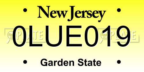 0LUE019 New Jersey License Plate