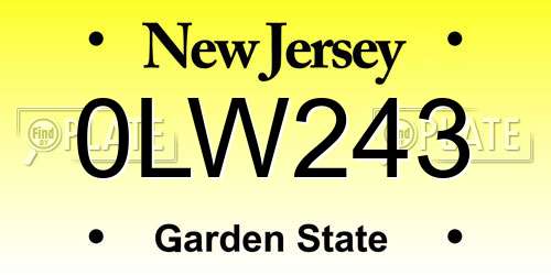 0LW243 New Jersey License Plate