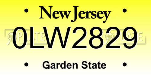 0LW2829 New Jersey License Plate