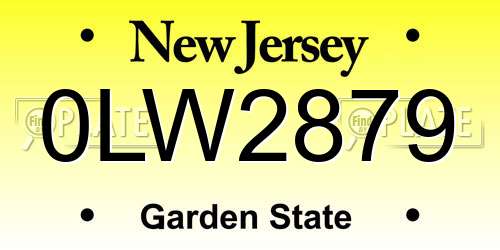 0LW2879 New Jersey License Plate