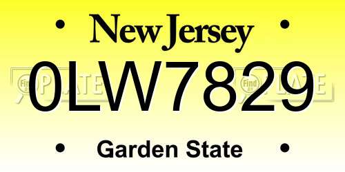 0LW7829 New Jersey License Plate