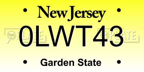 0LWT43 New Jersey License Plate