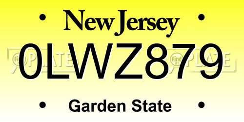 0LWZ879 New Jersey License Plate