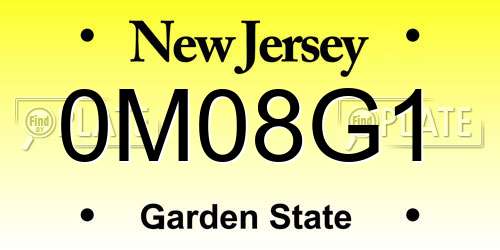 0M08G1 New Jersey License Plate