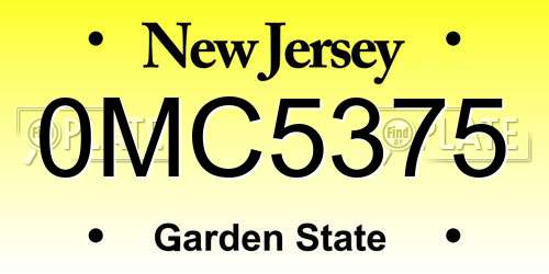 0MC5375 New Jersey License Plate