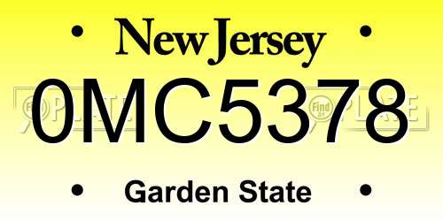 0MC5378 New Jersey License Plate